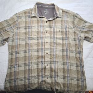 Mens KUHL Plaid Button Down Hiking S/S Shirt Size XL EUC